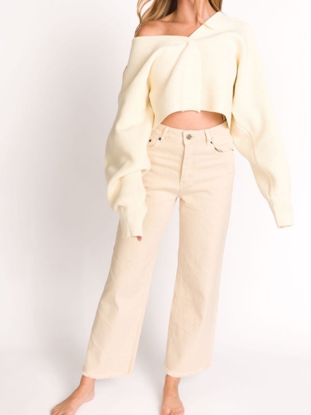 By Together Cream Straight Leg Jeans